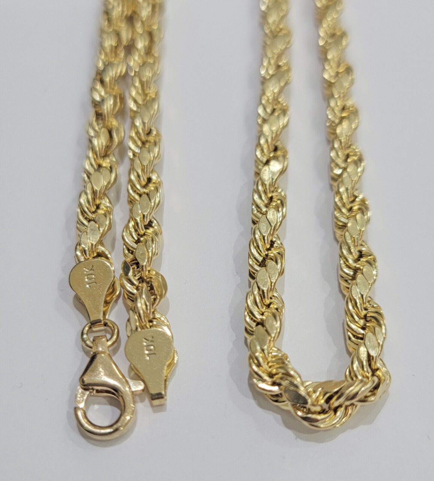 Real Gold 10k Yellow Gold Rope Chain Necklace 6mm 18 Inch Choker