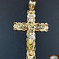 Real 10k Yellow Gold Jesus Cross Charm Pendant with 26 Inch Byzantine Chain