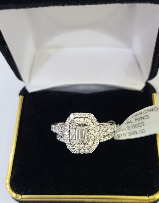 REAL 14k White Rose Gold Diamond Ring Octagonal Shaped Ladies Wedding Engagement