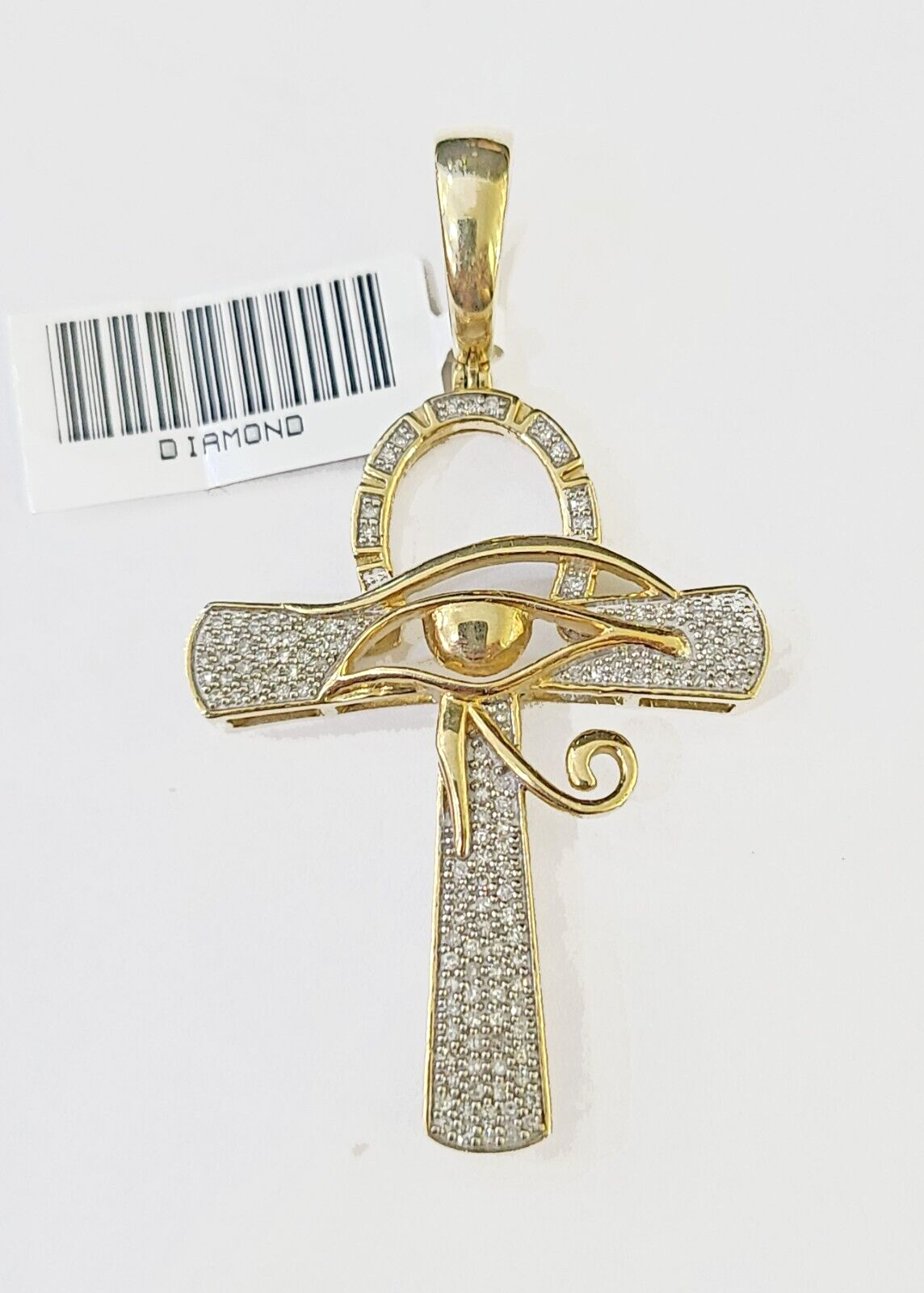 10k Ankh Cross with Eye Charm/Pendant Made With Yellow Gold And Diamonds 0.33 CT