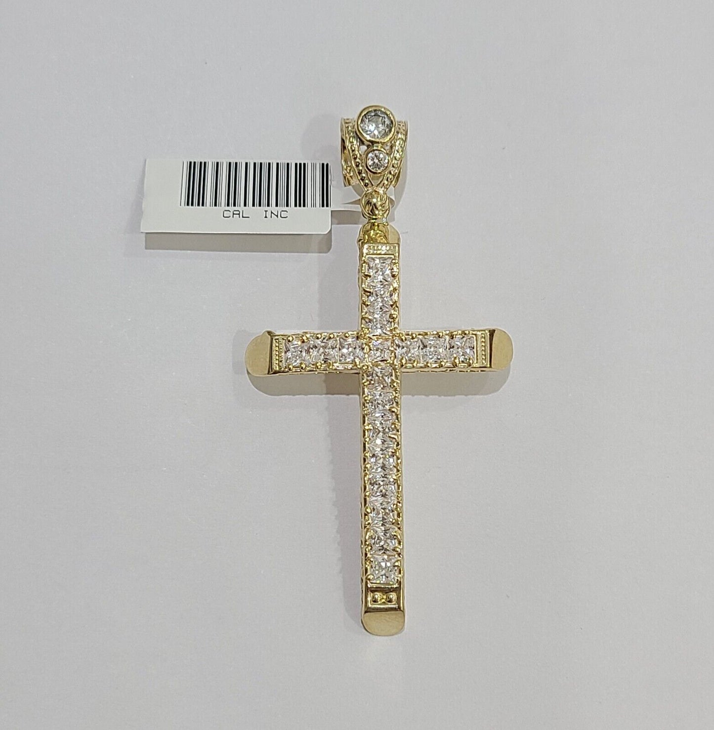 10k Yellow Gold Jesus Cross Charm Pendant 10 KT 2.5" Inch Religious Charm Real