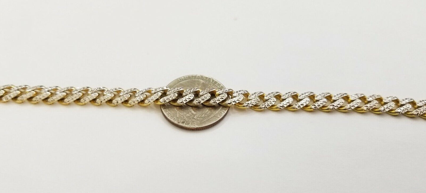 10K Yellow Gold Monaco Chain Bracelet 8mm Diamond Cut 8.5 " Long 10kt