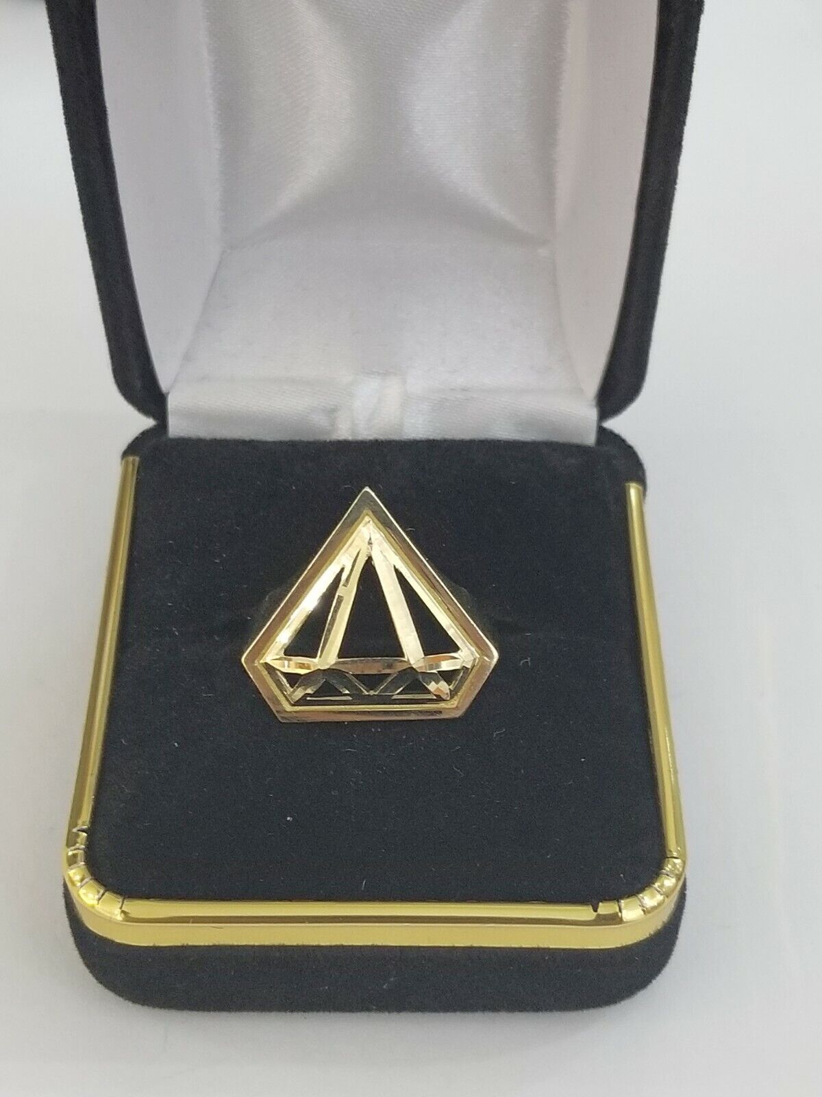 Real 10K Yellow Gold Pyramid Ring Diamond Cut Mens Band Solid 10k gold Size 9