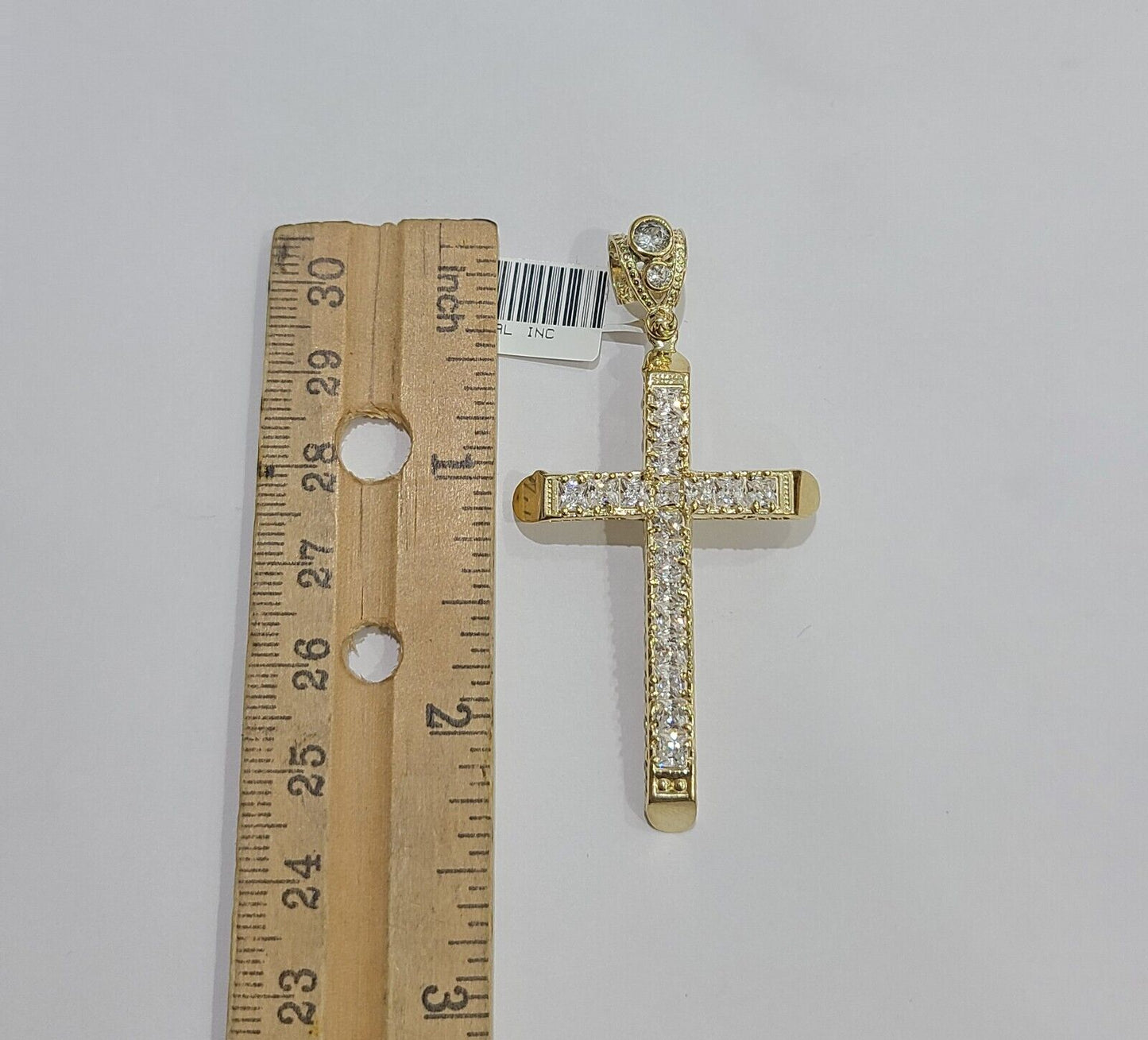 10k Yellow Gold Jesus Cross Charm Pendant 10 KT 2.5" Inch Religious Charm Real