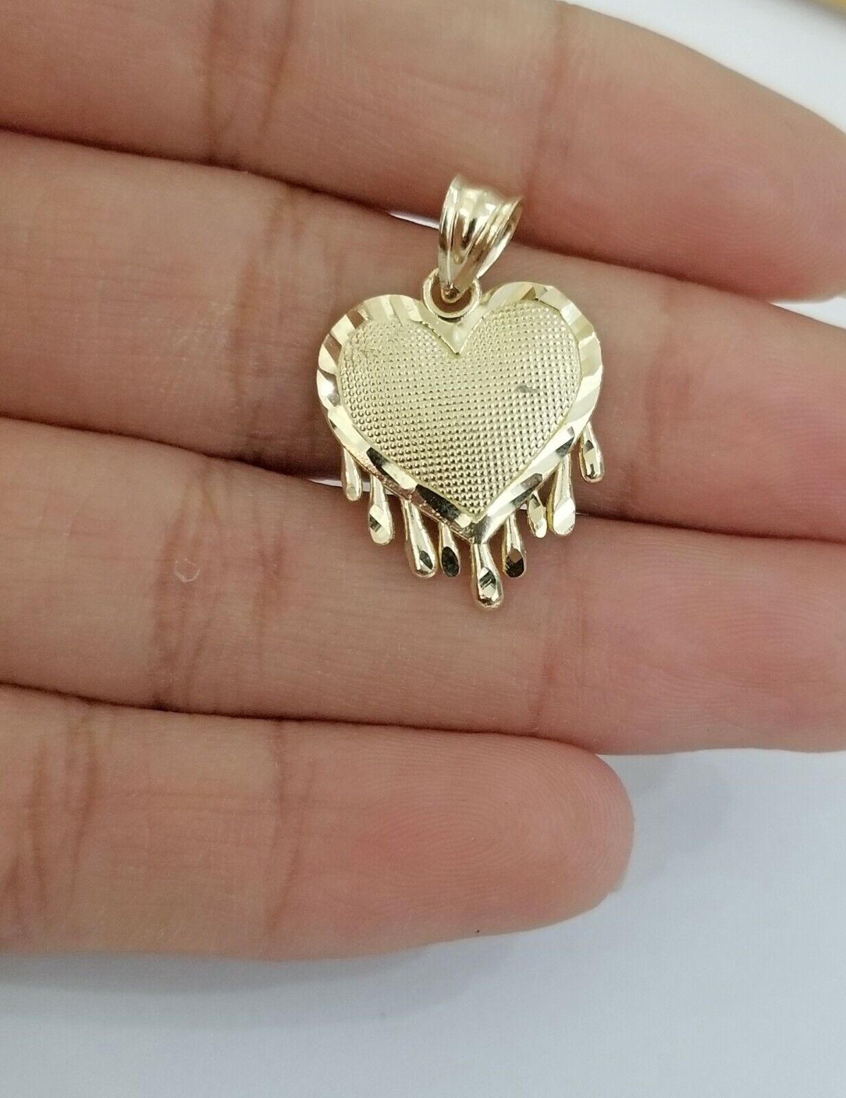 Real 10k Gold Heart Pendant Rope Chain Ladies Charm Necklace,18 20 22 24 26 28