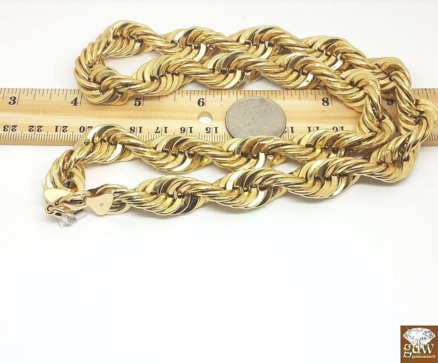 Real 10k Gold Rope Chain Necklace 26 Inch 15mm lobster Lock Authentic 10k