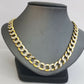 10K gold cuban curve link chain with diamond cut 11mm 26" gold necklace for men
