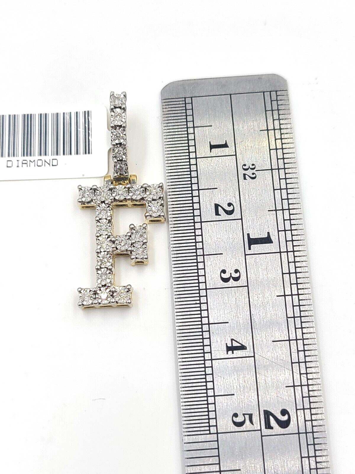 Real 10k Gold & Diamond Letter "F" Initial Alphabet Charm/Pendant 1.25".