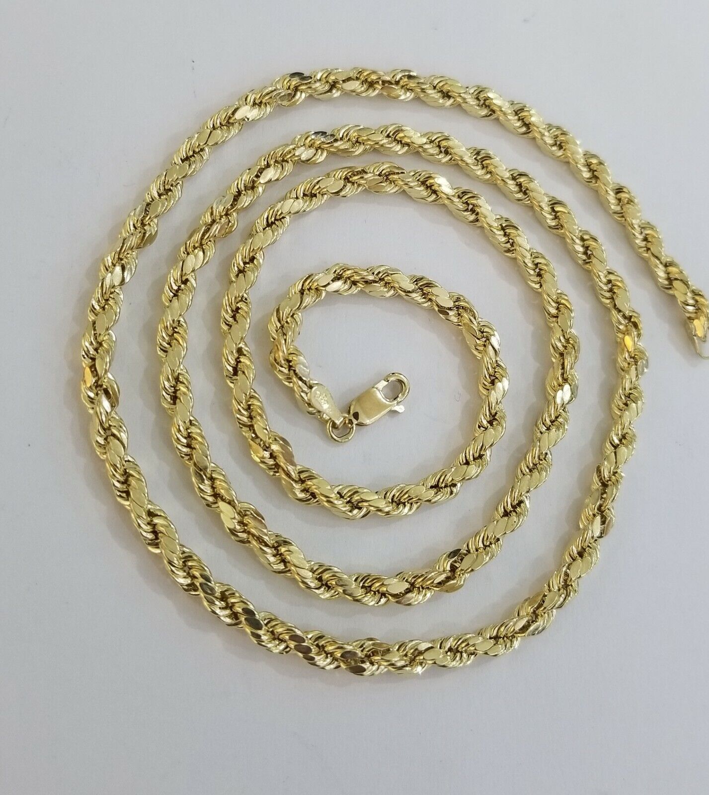 REAL 10k Yellow Gold Rope Chain 26" 4mm Diamond Cut Men Necklace