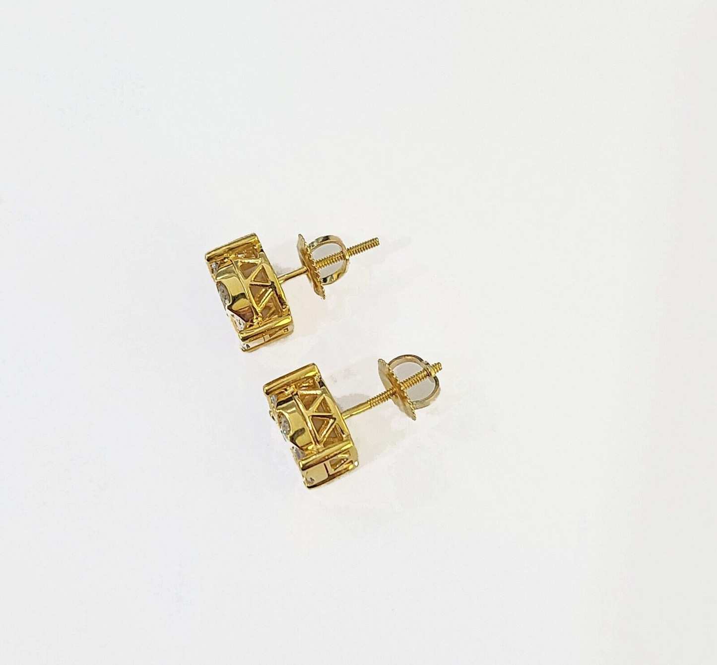 10k Yellow gold Earring with Real 0.99CT diamond screw-bag ,Women studs