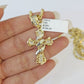 10k Gold Spiral Cross Charm Rope Chain 3mm 22'' Set Yellow Diamond Cut Real