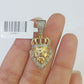 10k Gold Lion Head Real Diamond Charm and 2.5mm 24 Inch Rope ChainOn Sale