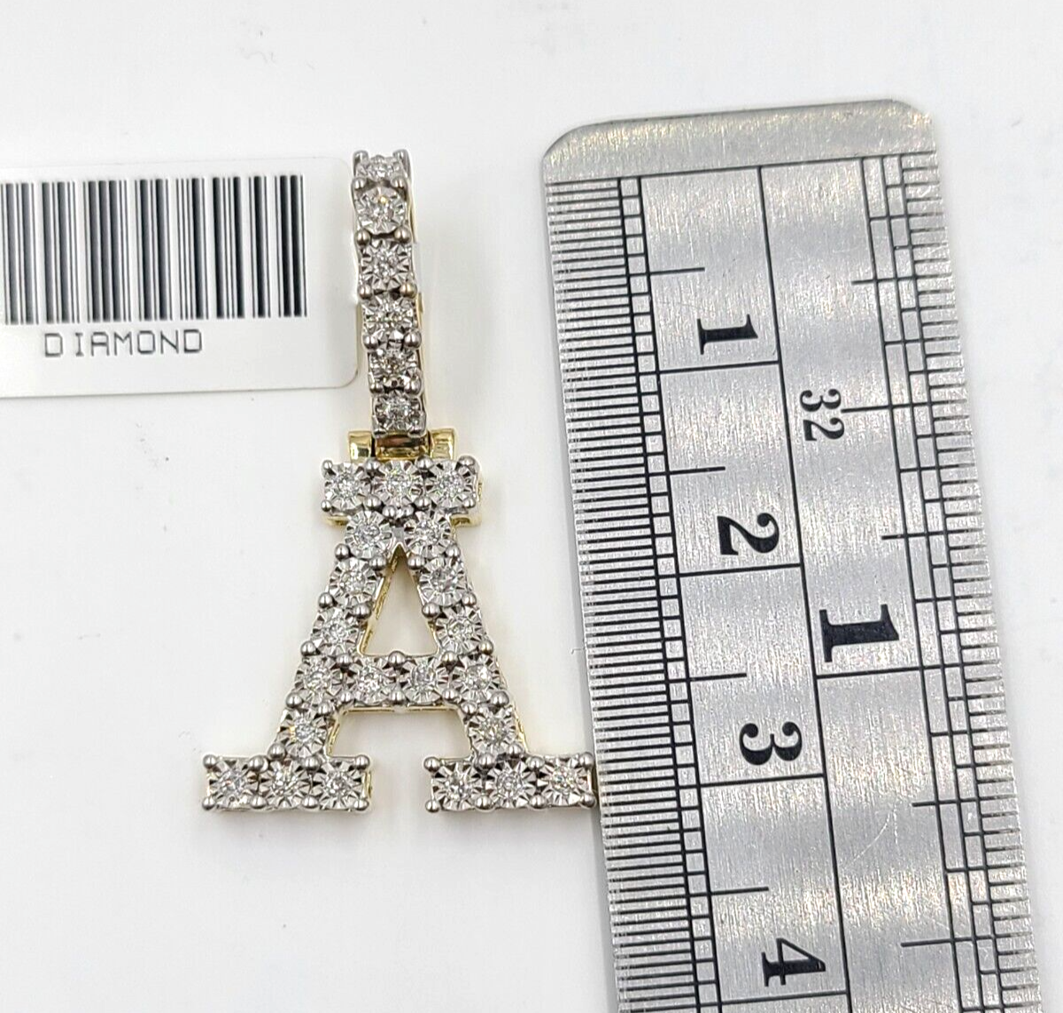 Real 10k Gold & Diamond Letter "A" Initial Alphabet Charm/Pendant 1.25".