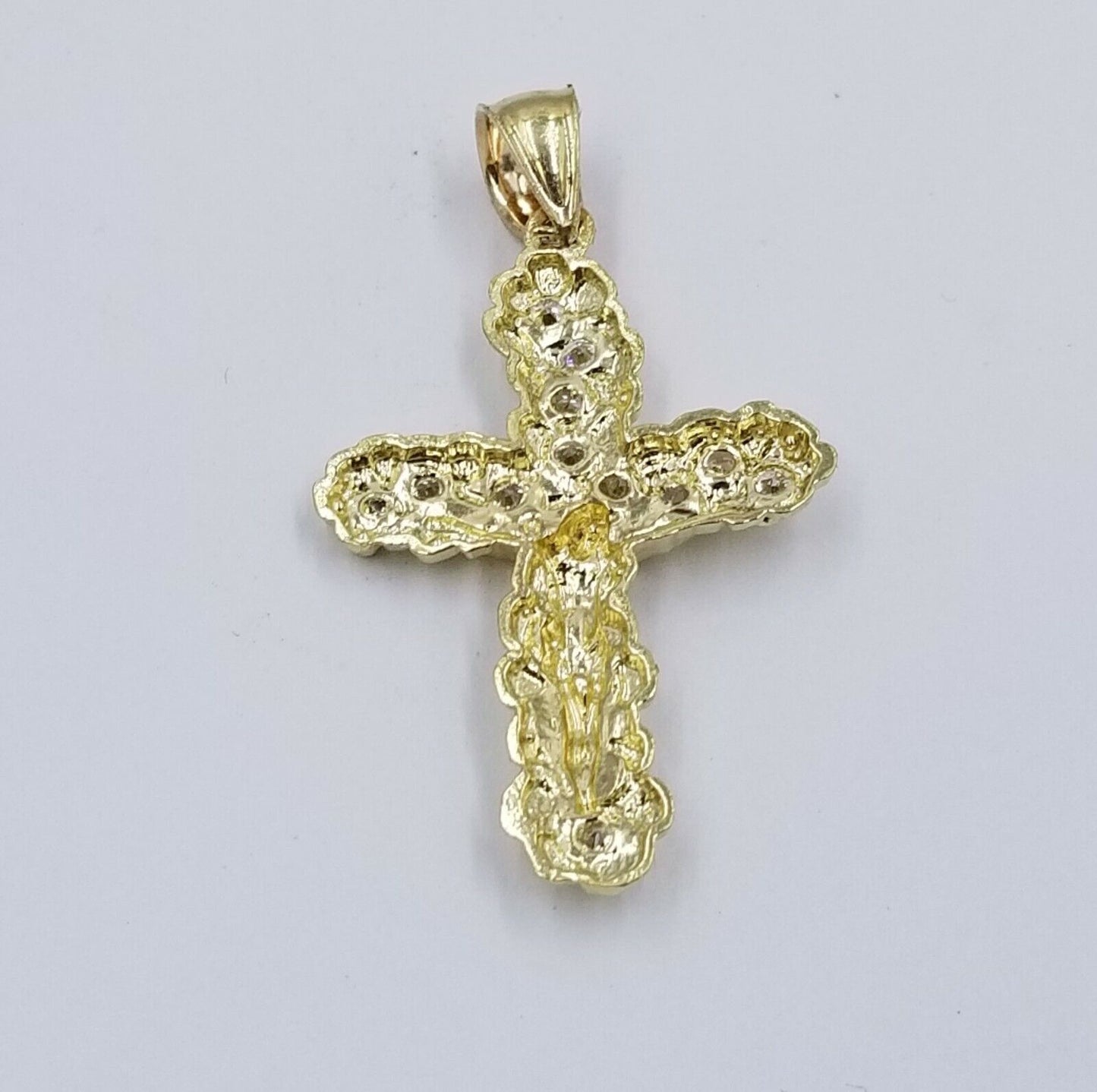 10k Yellow Gold Crucifix Cross Jesus Pendant Rope Chain 18" 20" 22" 24" 26"