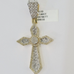 10k Yellow Gold Diamond Jesus Cross Charm Pendant Genuine Diamond Real