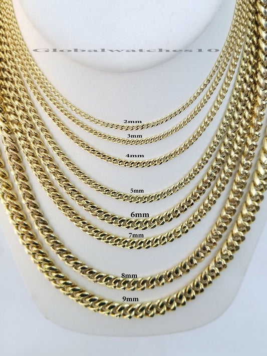 10k Gold Miami Cuban Chain Necklace & Bracelet 2MM-9MM link 7-30" Real 10kt Gold