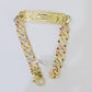 10K Trio Gold ID Bracelet With Miami Cuban Link 11 mm 8.5" inches 10kt