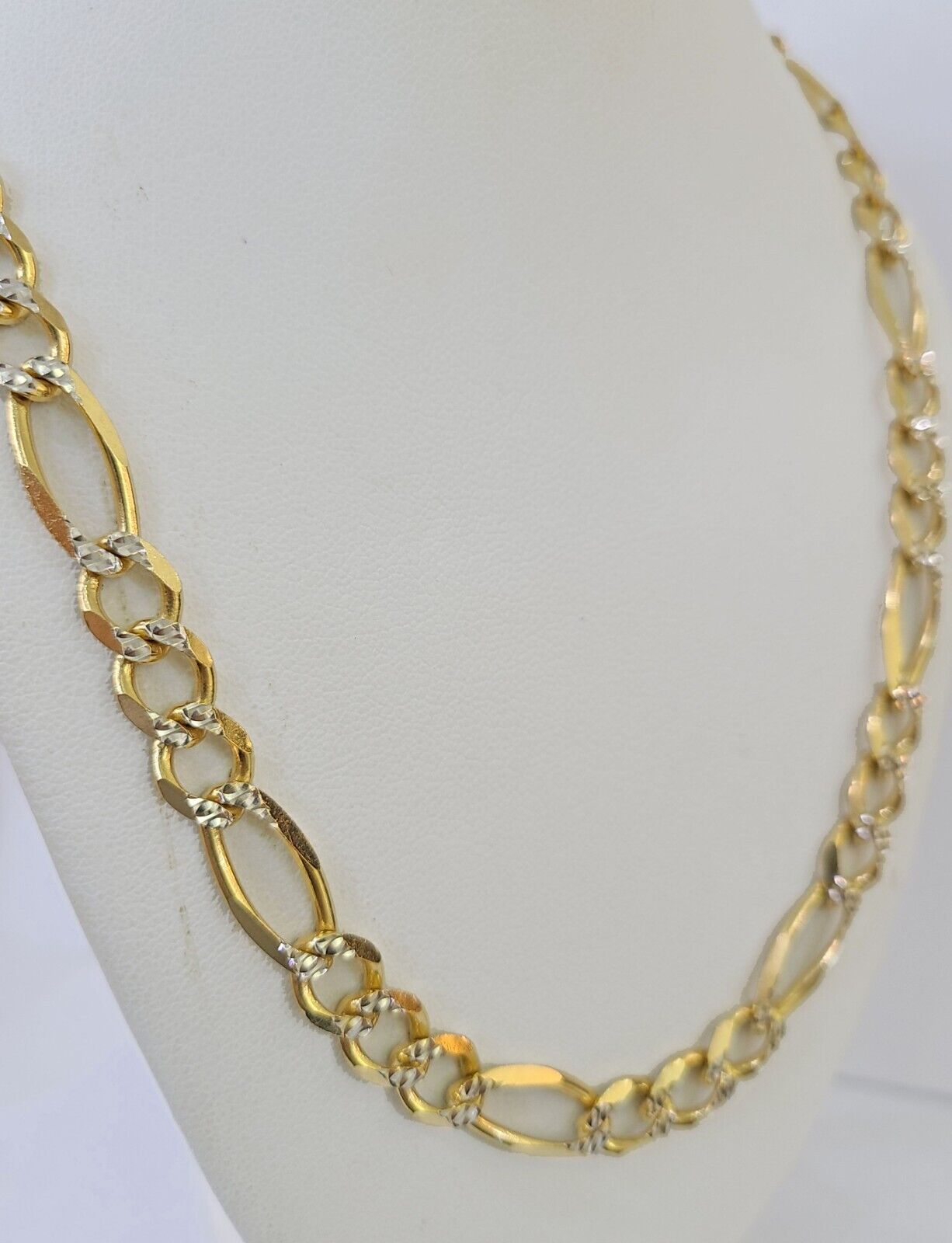 Real 10k Solid Yellow Gold Figaro Link Chain 8mm 22 Inch Diamond Cut Necklace