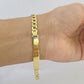 10k Yellow Gold 8" Inch Cuban Link ID Bracelet 6mm Lobster Clasp Real 10Kt