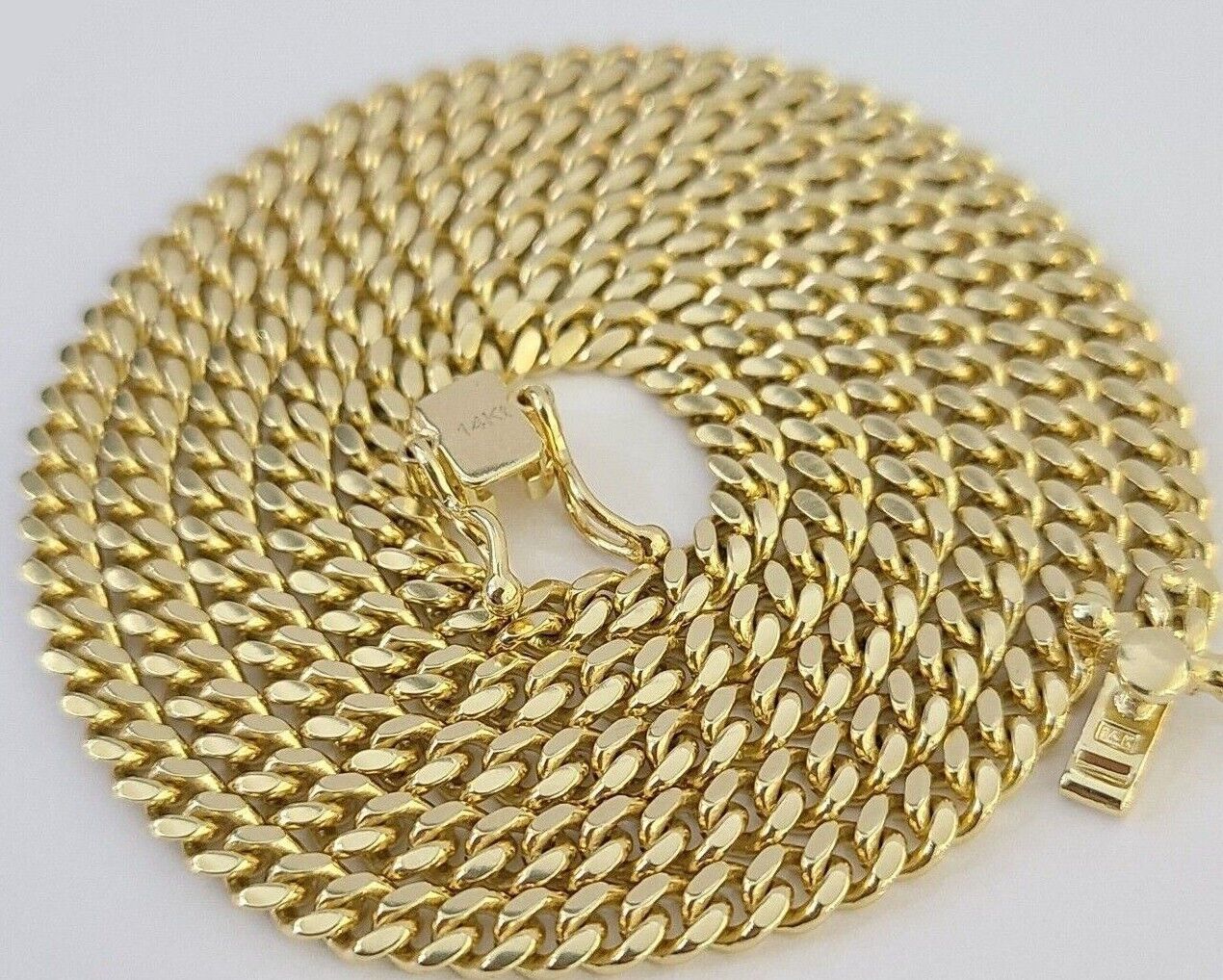 14k Yellow Gold 4mm Miami Cuban Link Chain Necklace 20"-28" Inch Real Solid