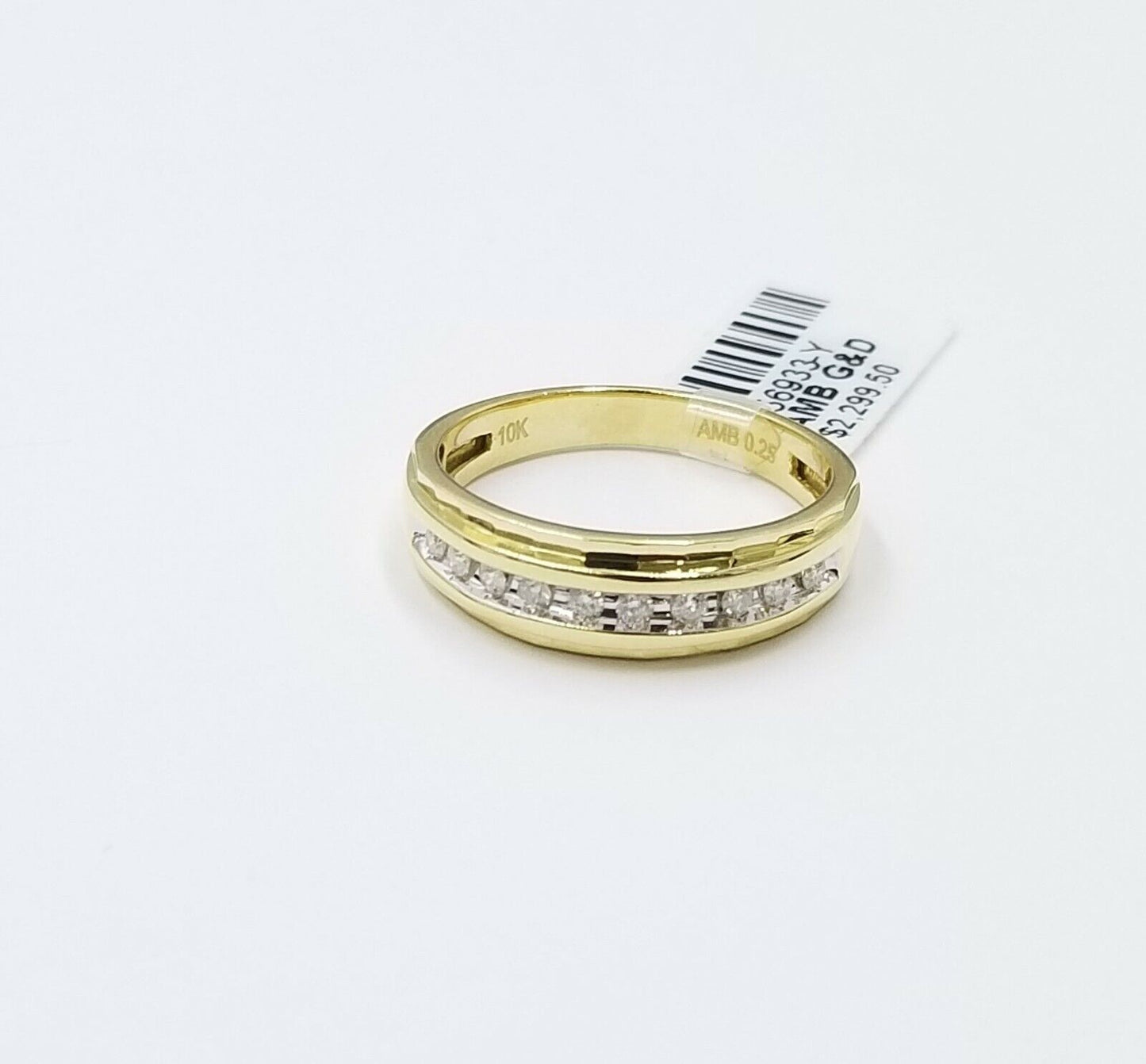 10K Yellow Gold Diamond Wedding Engagement Band Diamond Cut Ring Men