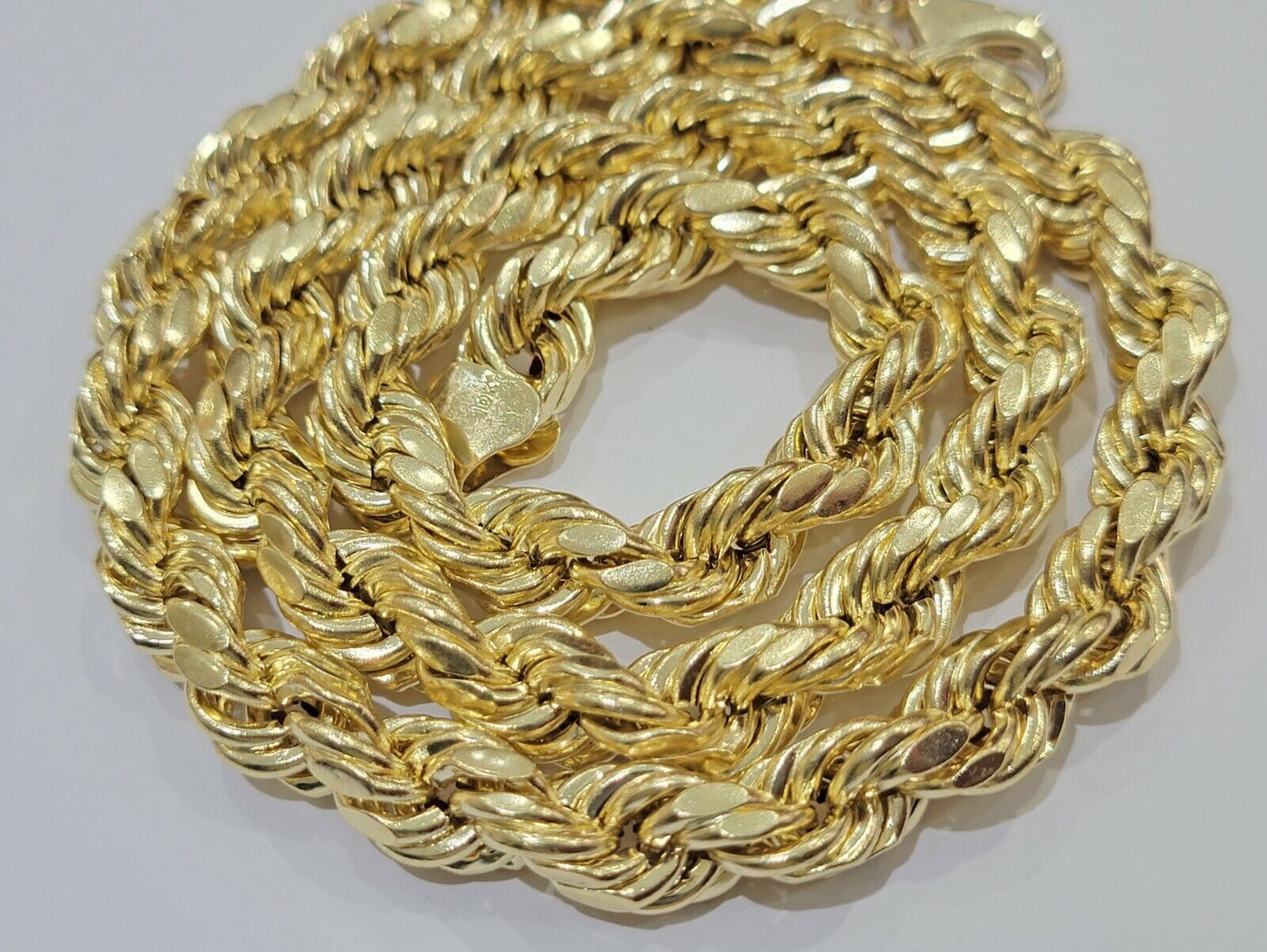 Real 10K Yellow Gold Thick Rope Men Chain Necklace 30 Inch 10mm LOBSTER LOCK