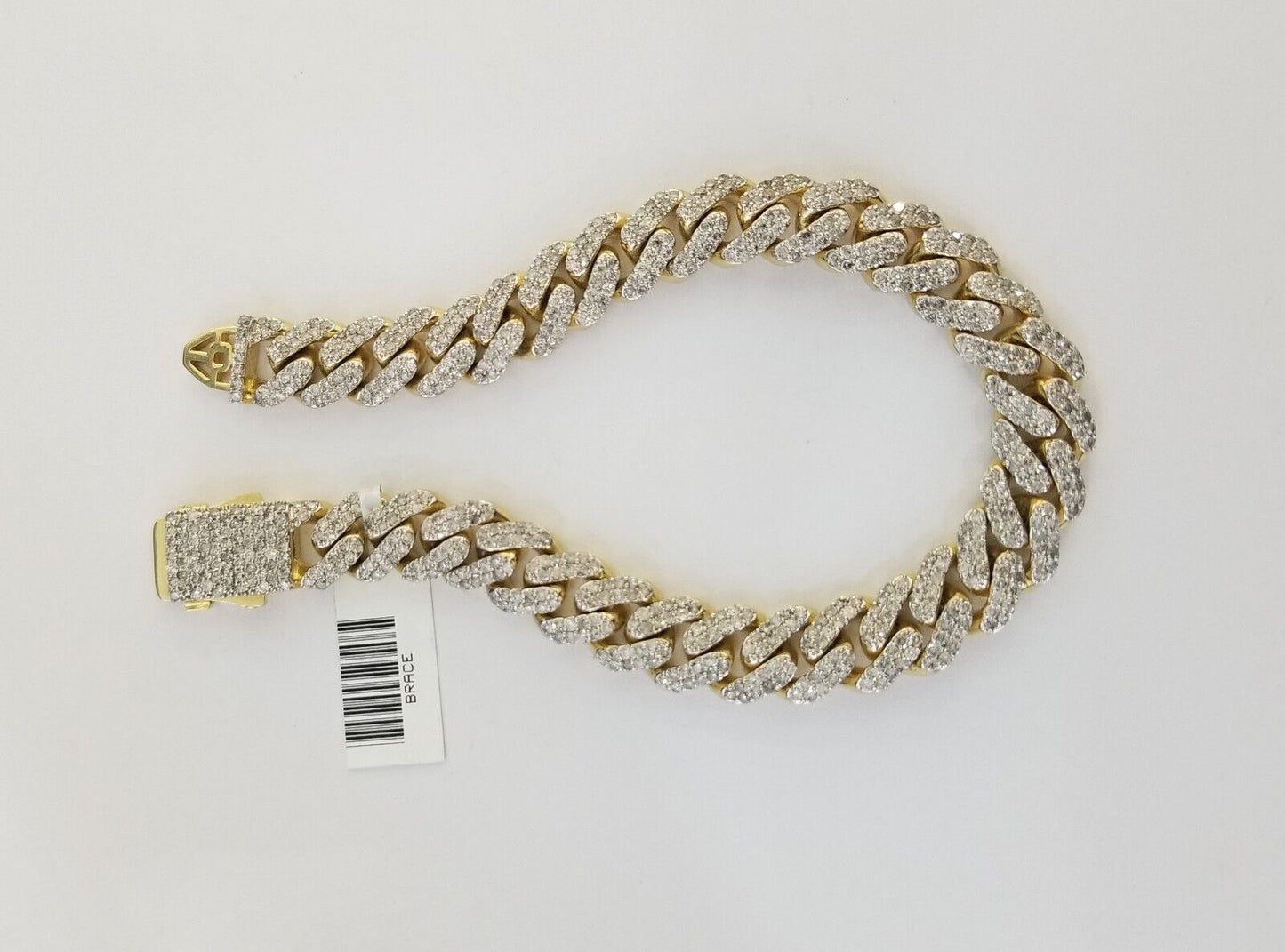 Real 10K Yellow Gold Mens Real Diamond Maimi Cuban Bracelet 11mm Custom Lock
