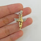 Real 10k Yellow Gold Angel Praying Hand Real Diamond Pendant Mini Angel Charm