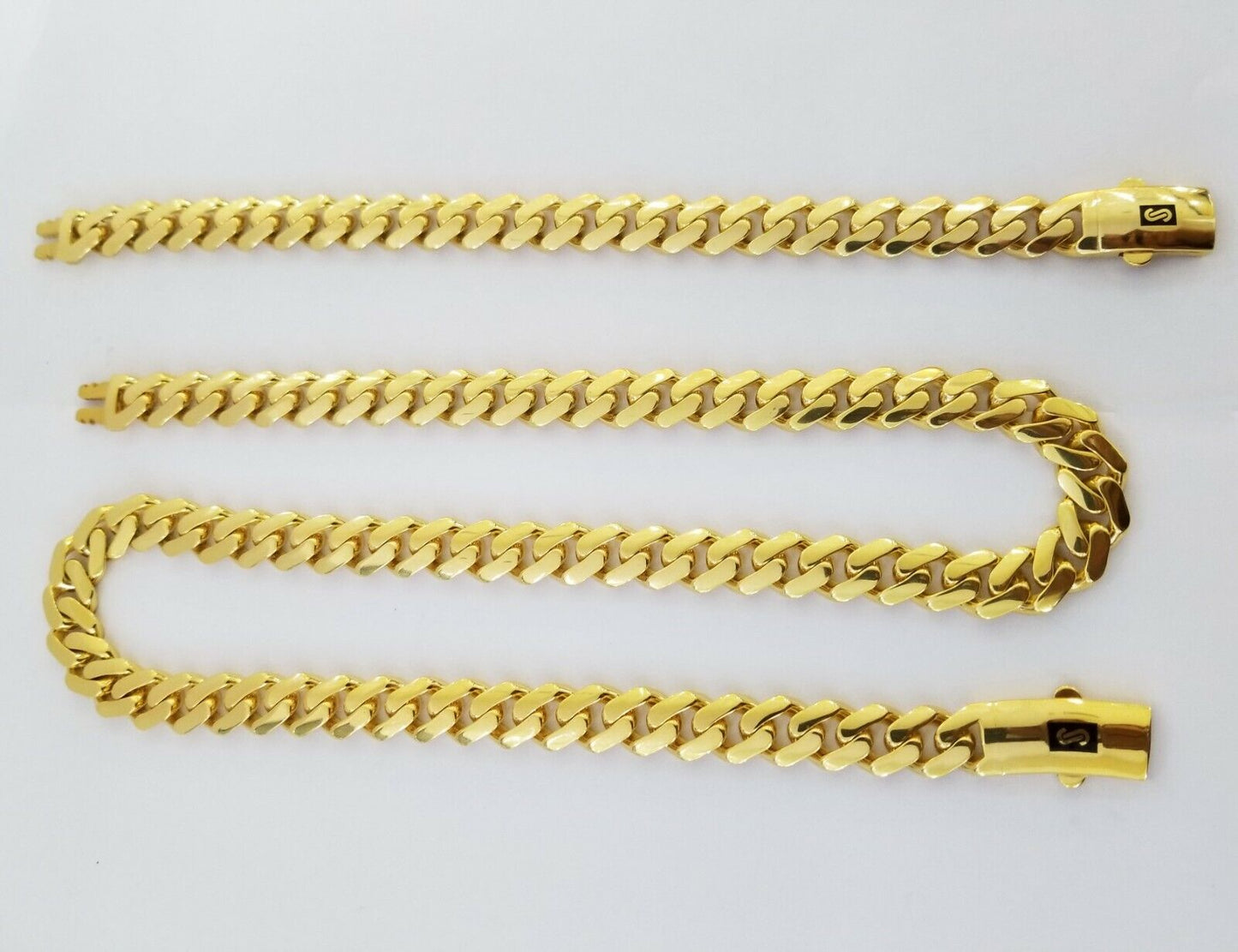 10k Gold Cuban Link Royal 11mm Monaco chain and Bracelet  10kt Real gold set