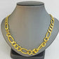 Real Figaro Link Chain 14k solid yellow gold 24inch Necklace Men Women 10mm 14kt