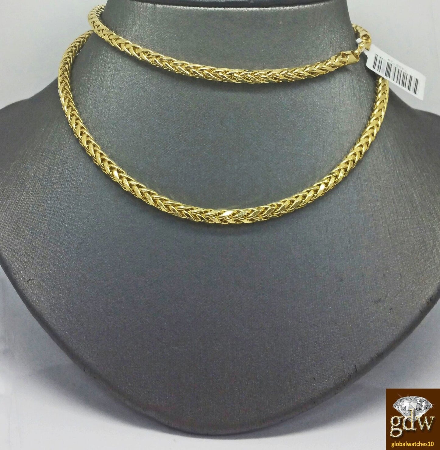 Real 10k Gold 4mm Men yellow Gold Palm Chain Necklace 22 inch Cuban Rope