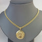 Real 10k Gold Jesus Pendant Miami Cuban link Chain 4mm 26" Set Round