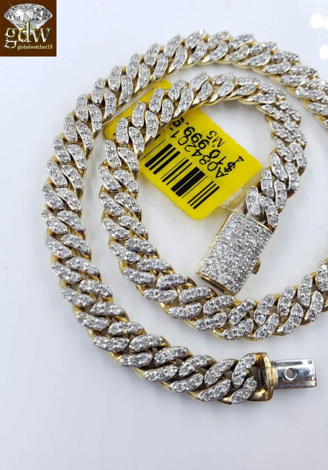 Miami Cuban Link Diamond 10k Bracelet Link Yellow Gold  Box Clasp seven .five "