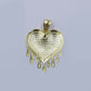 10k Yellow Gold 2.5mm Rope Chain Necklace Dripping Heart Diamond Cut Pendant