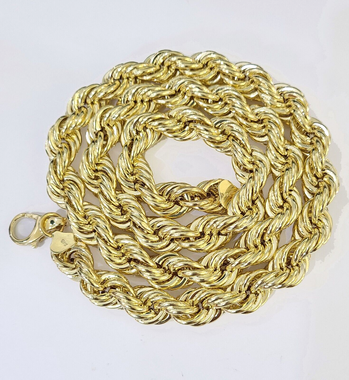 10k Real Gold Rope Chain Thick 12mm Men Chain 24 Inches Genuine