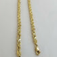 REAL 10k Rope Chain 4mm 22" Necklace Yellow Gold Diamond Cut Men Women