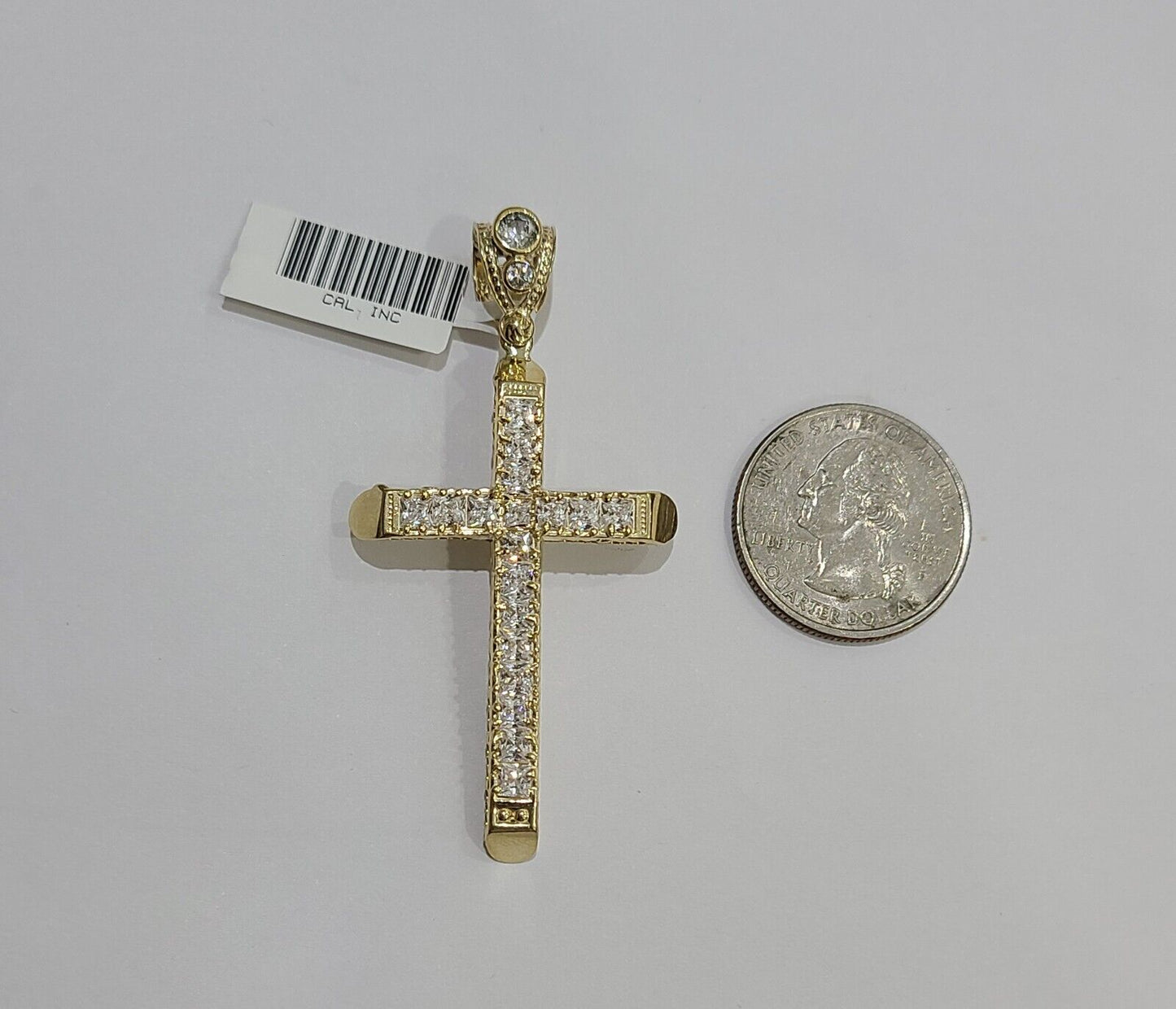 10k Yellow Gold Jesus Cross Charm Pendant 10 KT 2.5" Inch Religious Charm Real