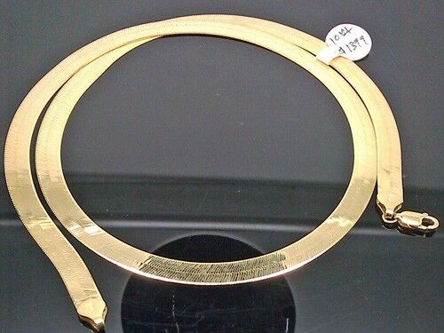 Real 10k Gold 20" Inch 7mm Herringbone Necklace chain Men Women