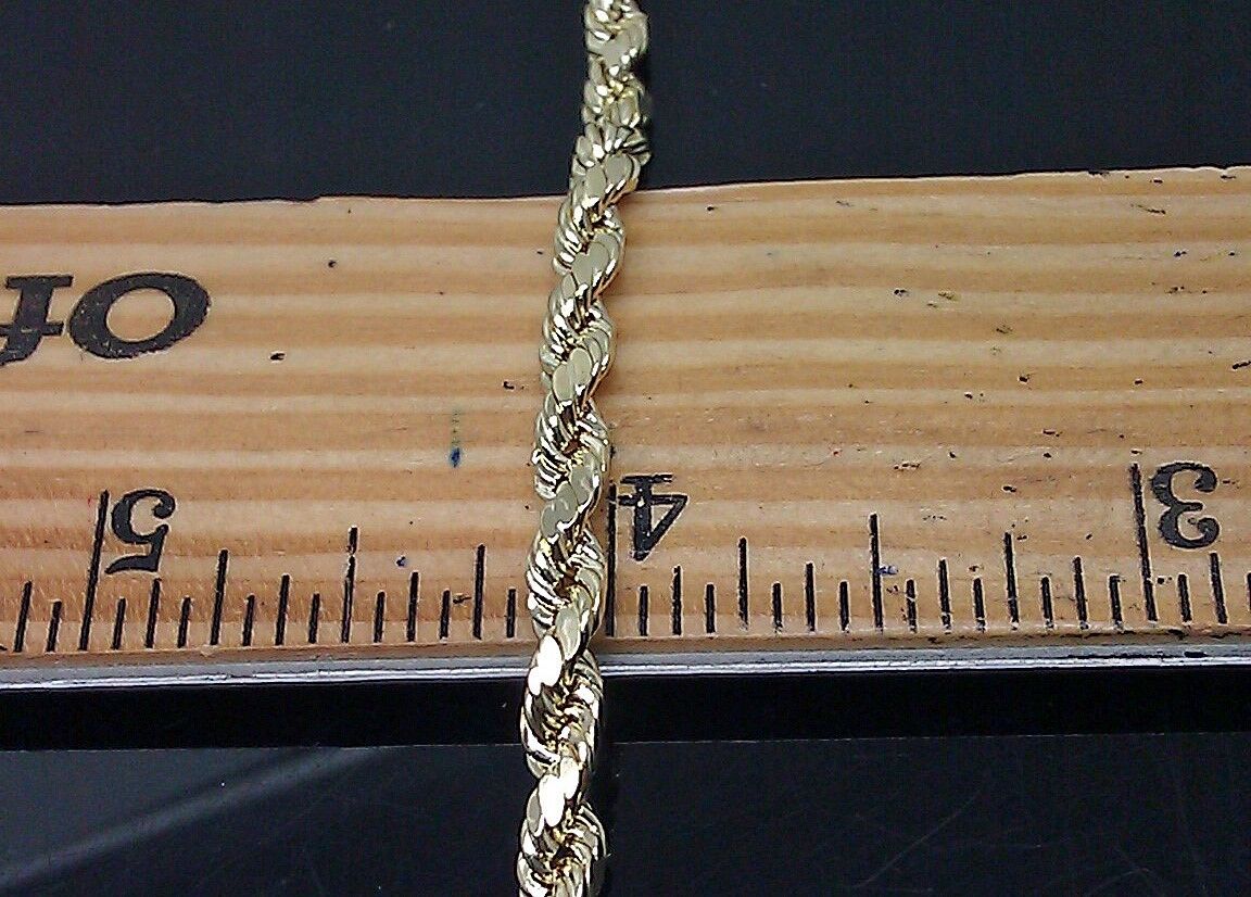 SOLID 5mm 20" 10k Yellow Gold Rope Chain Diamond Cut Men Women Real Brand new