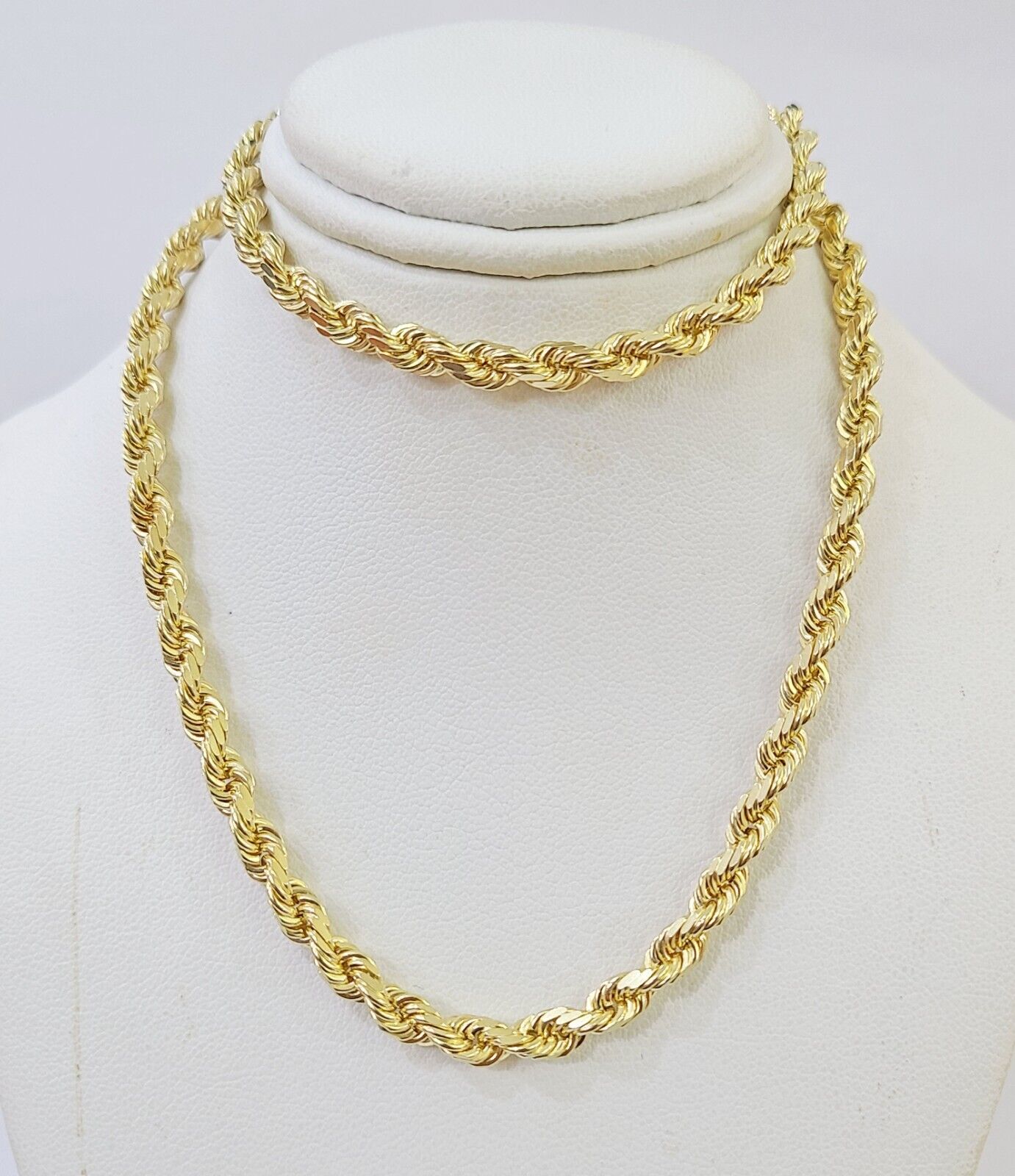 10k Real Solid Yellow Gold Rope Chain Women Men Diamond Cut 4mm 20 Inches