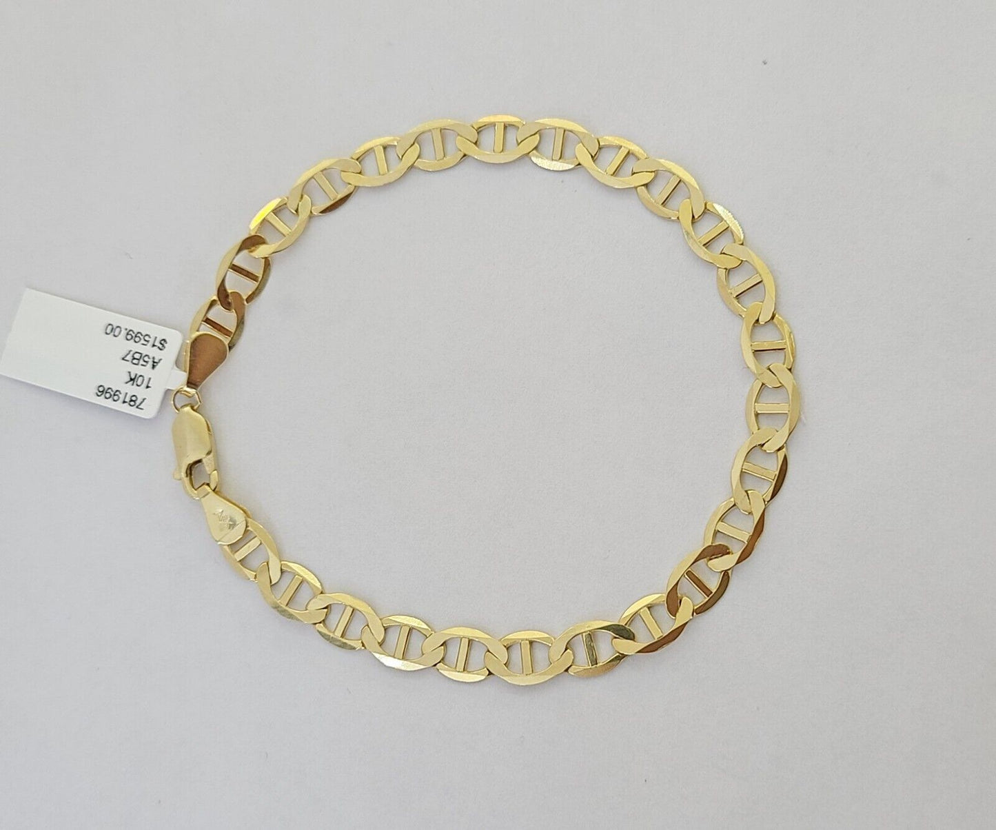 REAL 10k Yellow Gold Bracelet  6mm Anchor Mariner 8" Inch Lobster Lock