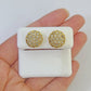 10k Yellow gold Flower Earrings Real Diamond screw-back Women Men studs