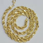 7mm Rope Chain 20"-30" Real 10kt Yellow Gold Necklace Men's Diamond Cut Lobster