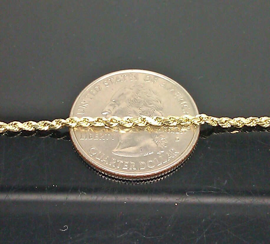 10k Yellow Gold Rope Necklace Chain 2mm 16" 18" 20" 22" 24" 26" Diamond Cut REAL
