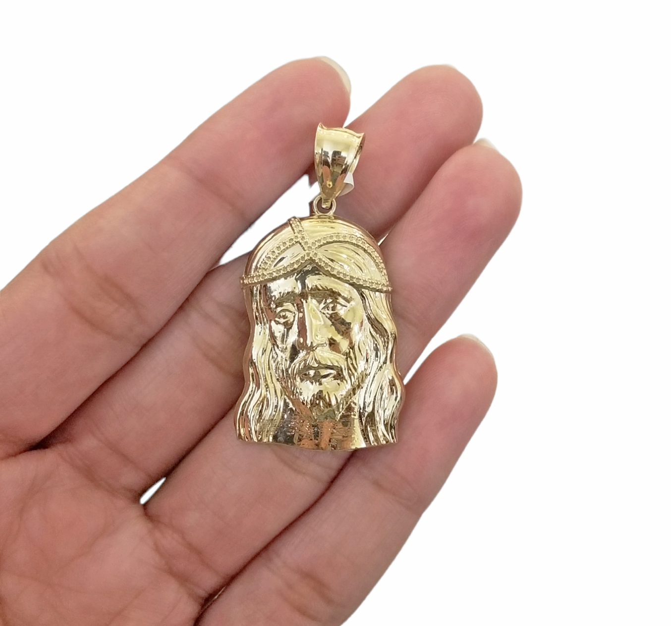 Real 10K Yellow Gold Jesus Head Pendent Charm 1" Inch Jesus Face 10kt