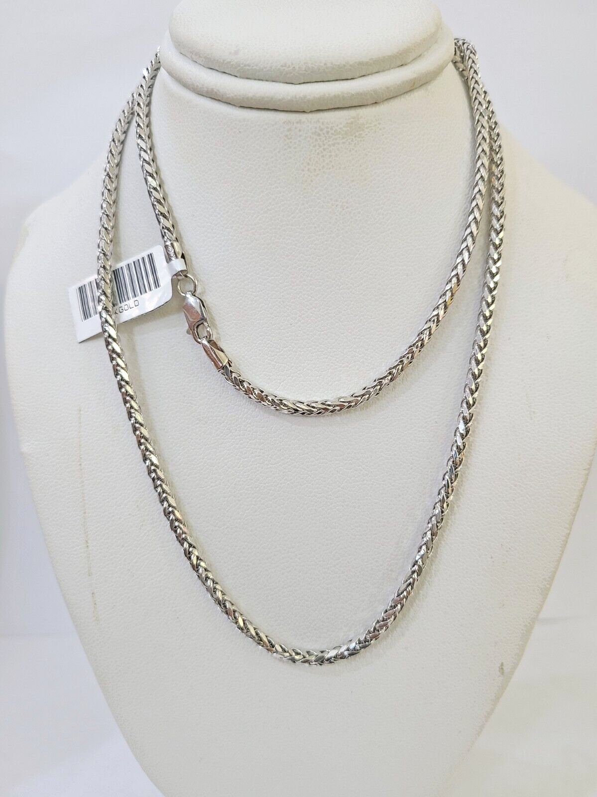 Real 10k Palm Chain White Gold 4mm 24" Necklace Men Women Real Genuine