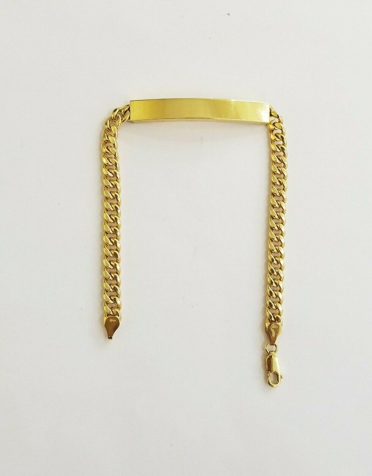 10K Yellow Gold ID Bracelet With Miami Cuban Chain 6mm 8" Long Hand chain 10kt