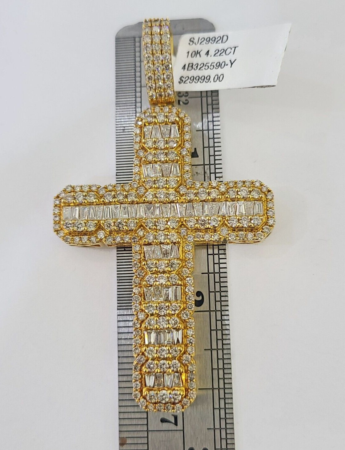 10k Yellow Gold Diamond Jesus Cross Charm Pendant Genuine Diamond Real