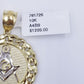 10K Yellow Gold Masonic Circular Pendant Diamond Cut 10Kt Round Gold Charm