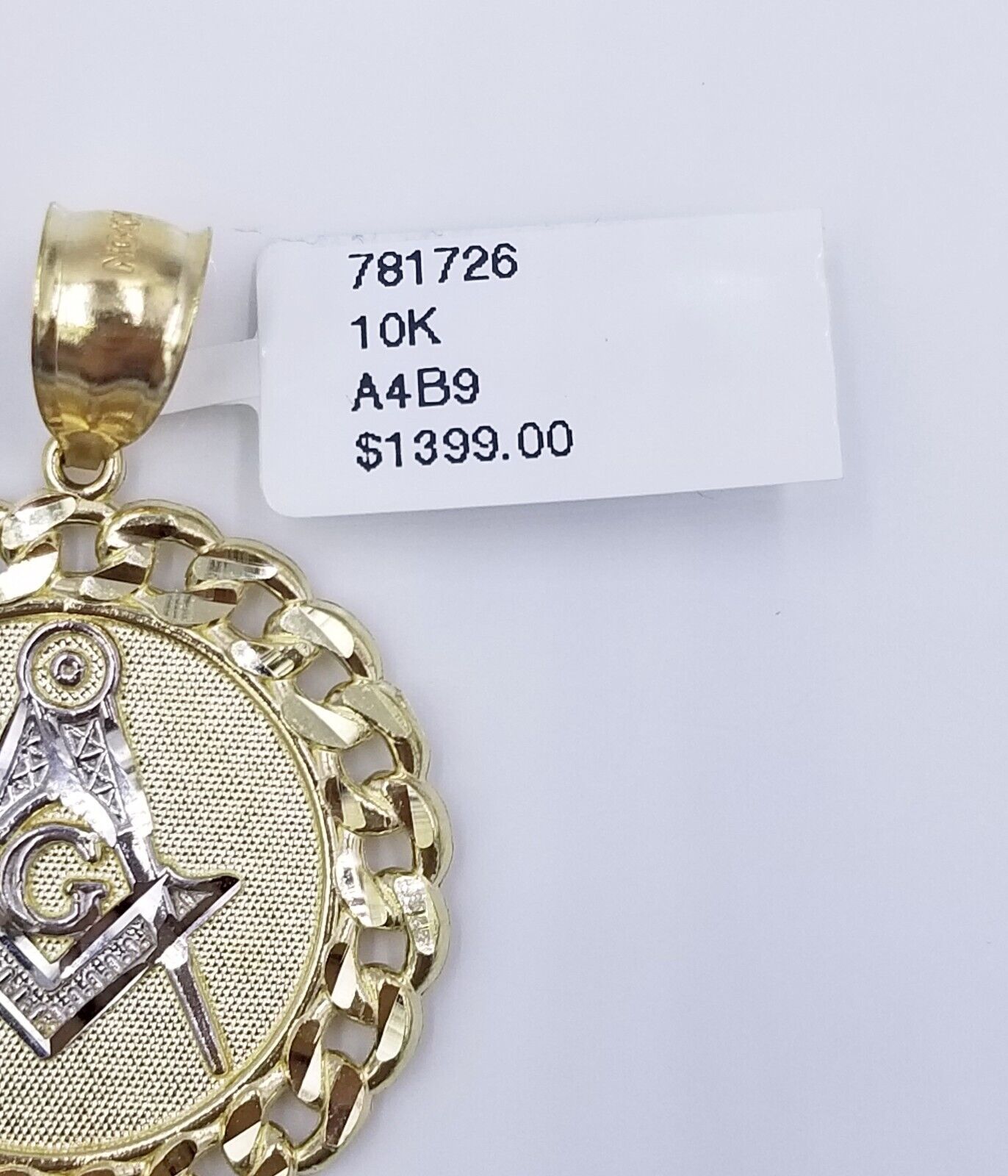 10K Yellow Gold Masonic Circular Pendant Diamond Cut 10Kt Round Gold Charm